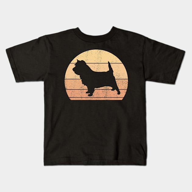 Retro Sunset Cairn Terrier Dog Kids T-Shirt by Shirtjaeger